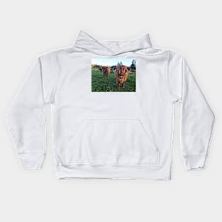 Scottish Highland Cattle Calves 1826 Kids Hoodie